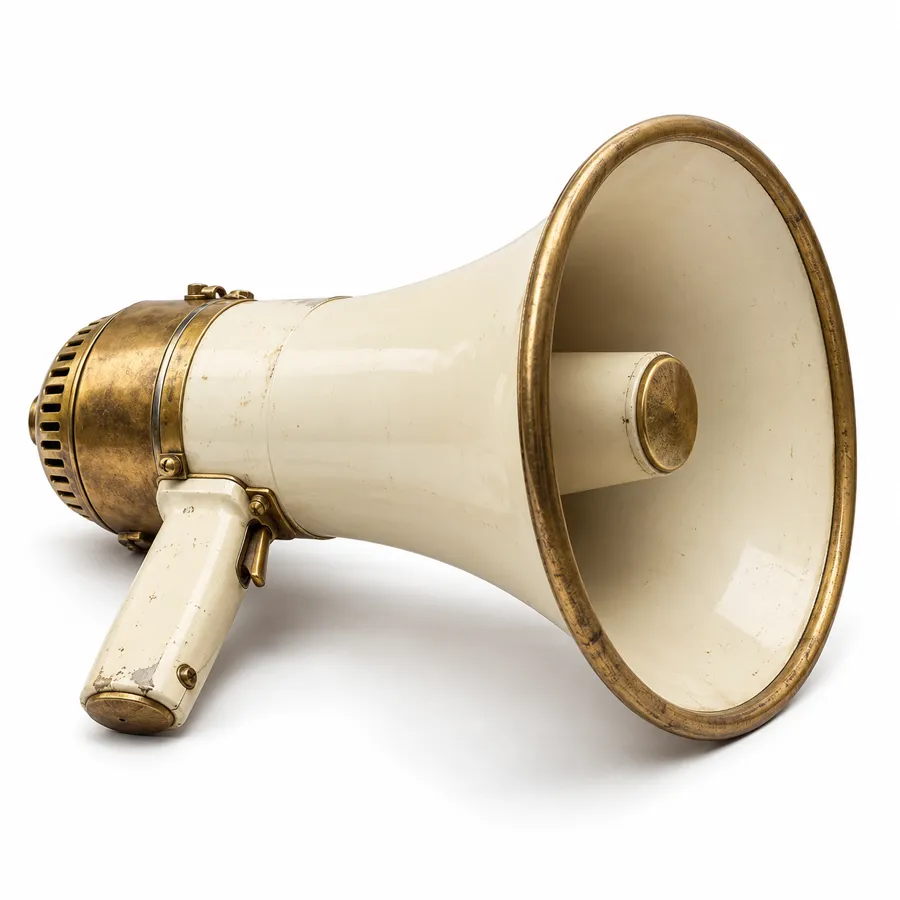 Imagem gerada: megafone antigo.